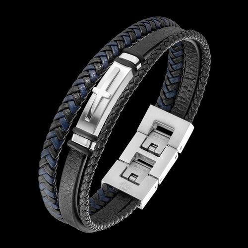 LEATHER MEN'S CROSS BRACELET | SAVE BRAVE AUSTRALIA
