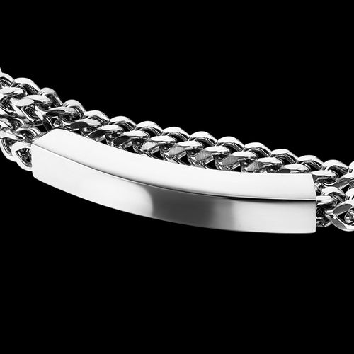 SAVE BRAVE MEN'S STANLEY STAINLESS STEEL WRAPAROUND ID BRACELET - CLOSE-UP