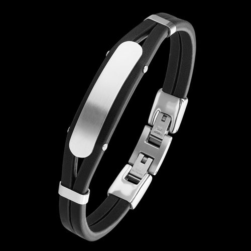 BLACK LEATHER MEN'S ID BRACELET | SAVE BRAVE AUSTRALIA