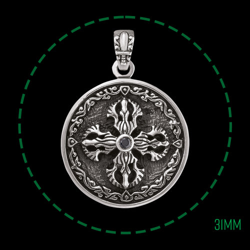 SAVE BRAVE MEN'S SILVER CROSS AMULET PENDANT - MEASUREMENTS