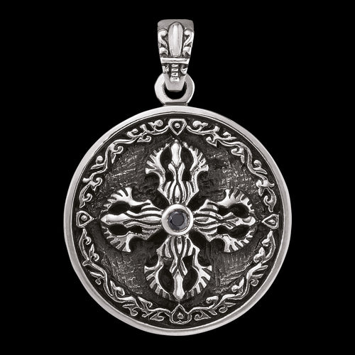 SAVE BRAVE MEN'S SILVER CROSS AMULET PENDANT