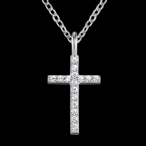 ENGELSRUFER SILVER CZ LITTLE CROSS NECKLACE - CLOSE-UP