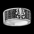 SAVE BRAVE MEN'S SILVER FLEUR-DE-LIS BLACK CZ RING - FRONT VIEW