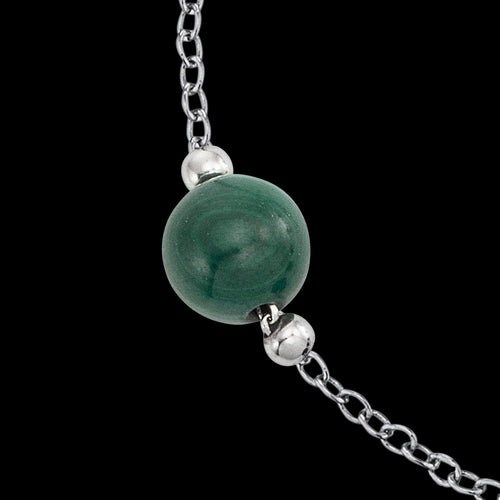 ENGELSRUFER SILVER THREE POWER STONES #2 BRACELET - MALACHITE STONE CLOSE-UP