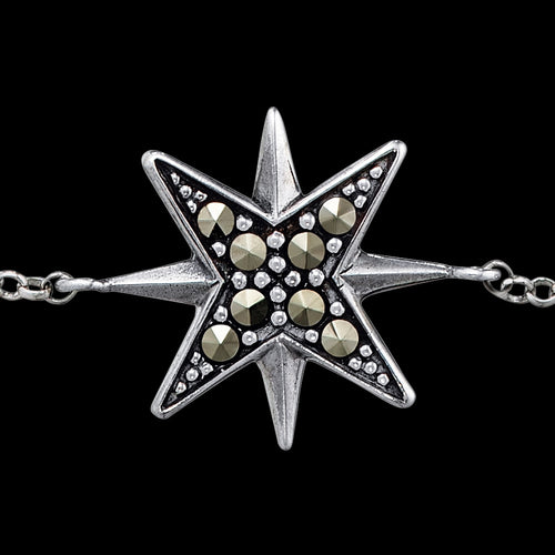 ENGELSRUFER SILVER MARCASITE STAR BRACELET - CLOSE-UP