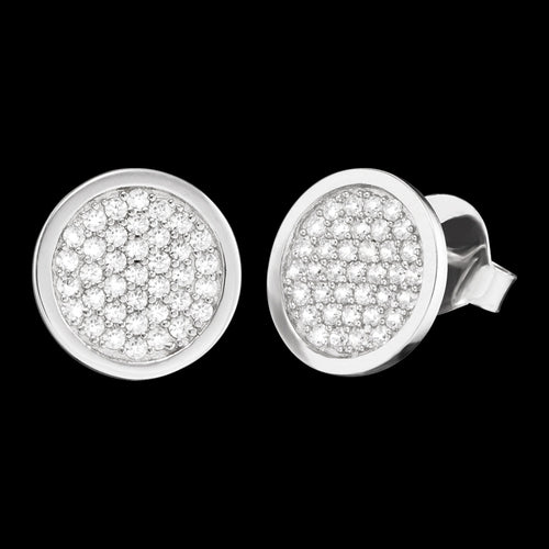 ENGELSRUFER SILVER 11MM CIRCLE PAVE CZ STUD EARRINGS