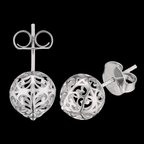 ENGELSRUFER SILVER CAGE BALL STUD EARRINGS