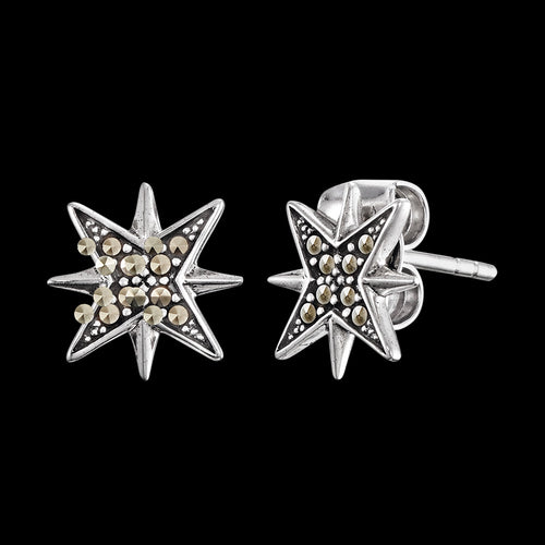 ENGELSRUFER SILVER MARCASITE STAR STUD EARRINGS