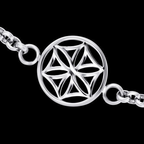 ENGELSRUFER STEEL FLOWER OF LIFE ANKLET - CLOSE-UP