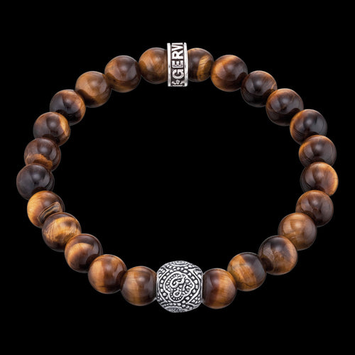 OM MEN'S BRACELET TIGER EYE SILVER | SAVE BRAVE AUSTRALIA