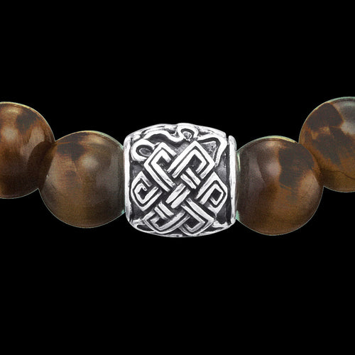 SAVE BRAVE MEN'S SILVER BRONZITE CELTIC KNOT BRACELET - CLOSE-UP