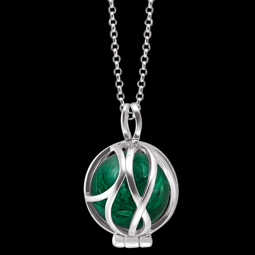 ENGELSRUFER SILVER MALACHITE POWERFUL STONE PARADISE NECKLACE - CLOSE-UP