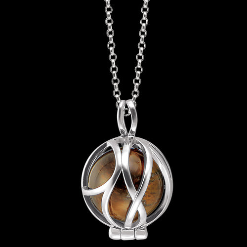 ENGELSRUFER SILVER TIGER EYE POWERFUL STONE PARADISE NECKLACE - CLOSE-UP