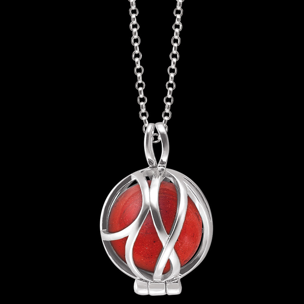 ENGELSRUFER SILVER RED JASPER POWERFUL STONE PARADISE NECKLACE - CLOSE-UP