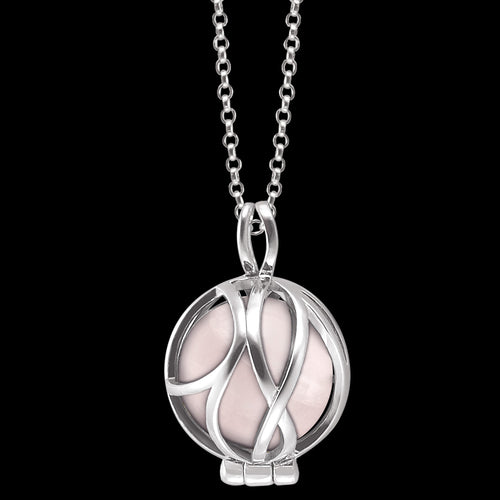 ENGELSRUFER SILVER ROSE QUARTZ POWERFUL STONE PARADISE NECKLACE - CLOSE-UP