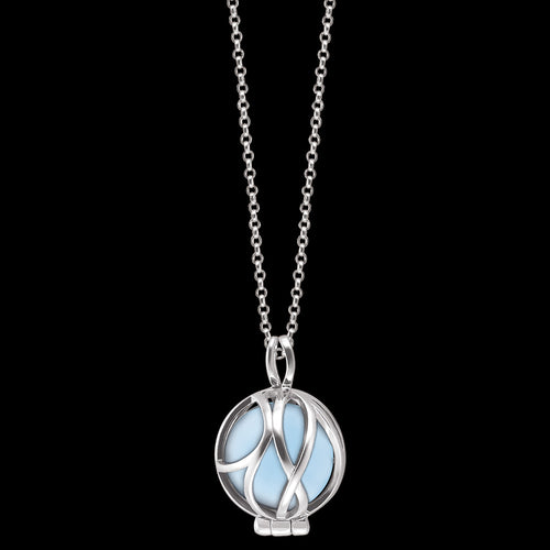 BLUE AGATE INFINITY CAGE SILVER NECKLACE | ENGELSRUFER AUSTRALIA