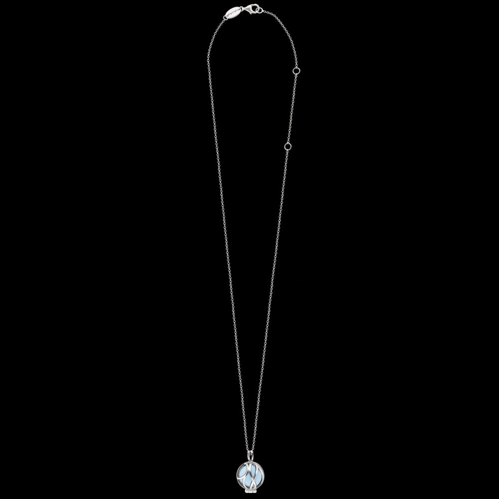 ENGELSRUFER SILVER BLUE AGATE POWERFUL STONE PARADISE NECKLACE - FULL VIEW