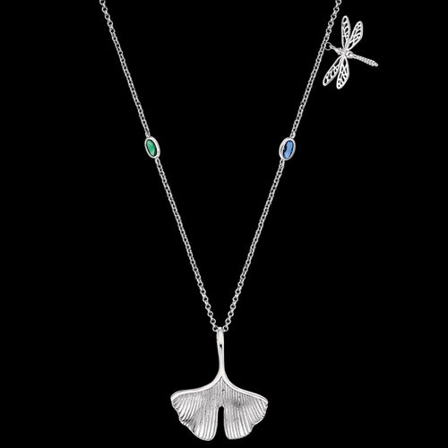 GINKGO DRAGONFLY SILVER CHARM NECKLACE | ENGELSRUFER AUSTRALIA