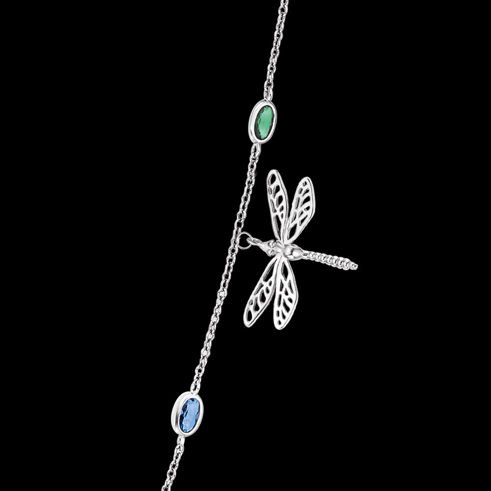ENGELSRUFER SILVER JOYNATURE 80CM GINKGO DRAGONFLY NECKLACE - DRAGONFLY CLOSE-UP