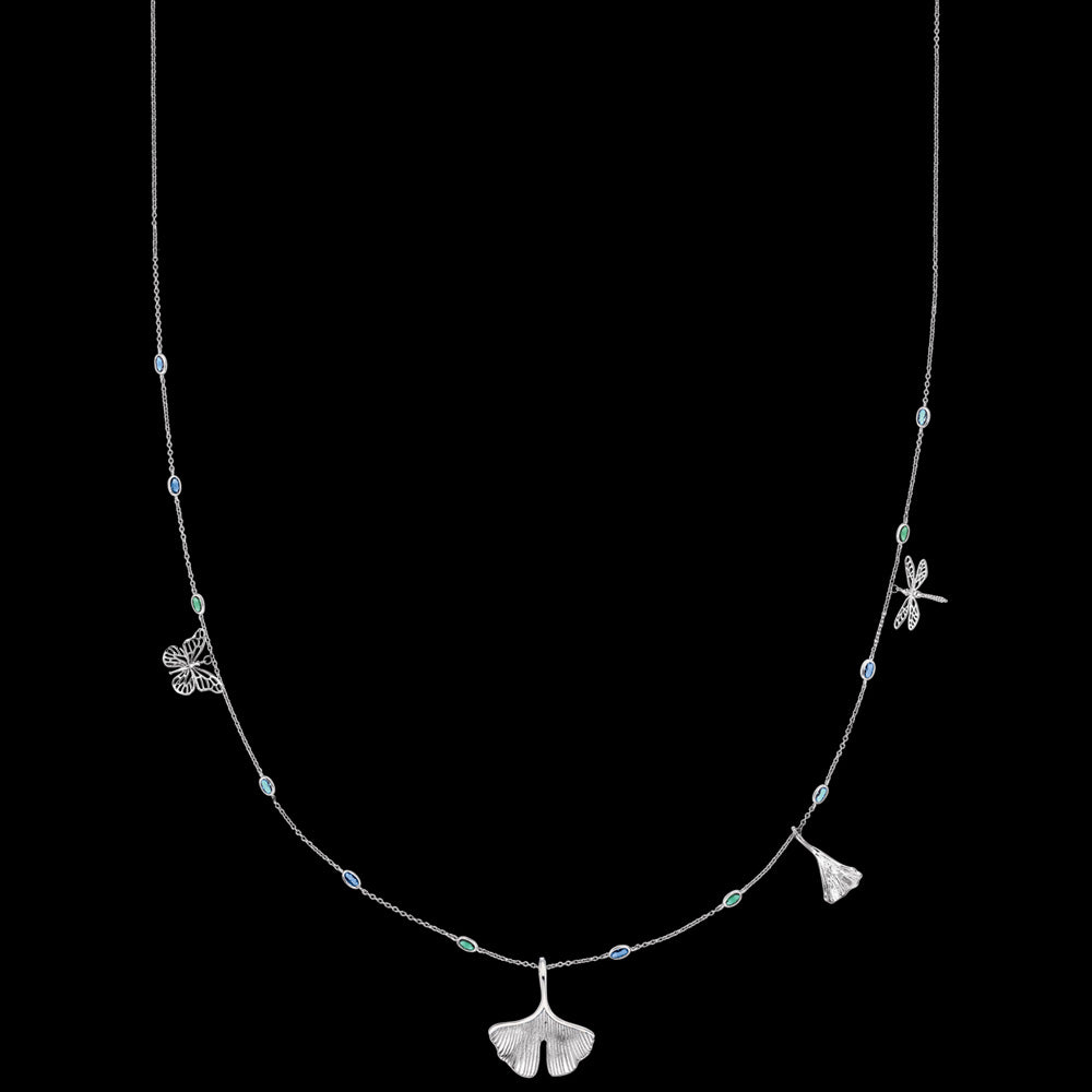 ENGELSRUFER SILVER JOYNATURE 80CM GINKGO DRAGONFLY NECKLACE - FULL VIEW