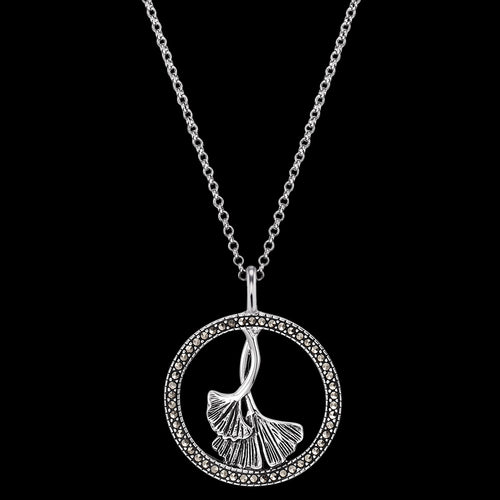 GINKGO LEAF MARCASITE CIRCLE NECKLACE | ENGELSRUFER AUSTRALIA