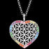 ENGELSRUFER SILVER FLOWER OF LIFE RAINBOW HEART NECKLACE - CLOSE-UP