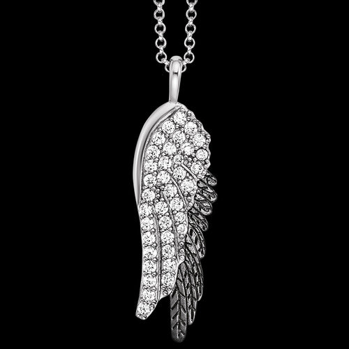 ENGELSRUFER SILVER BLACK WING DUO CZ NECKLACE - CLOSE-UP