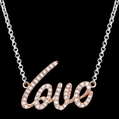 ENGELSRUFER ROSE GOLD LOVE WORD CZ NECKLACE - CLOSE-UP