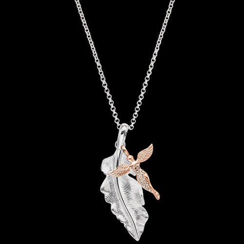 GUARDIAN ANGEL FEATHER ROSE GOLD CHARM NECKLACE | ENGELSRUFER AUSTRALIA