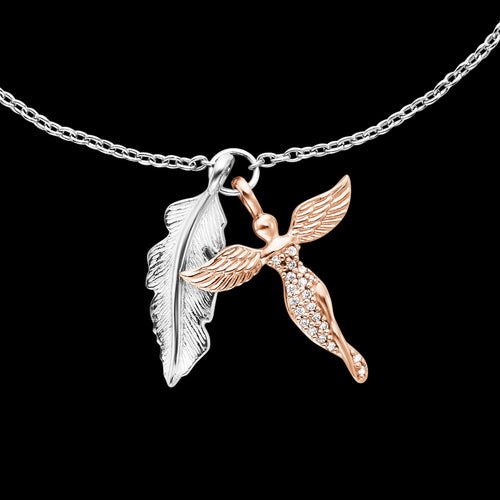 ENGELSRUFER ROSE GOLD FEATHER ANGEL BRACELET - CLOSE-UP