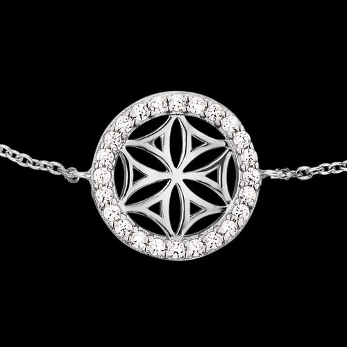 ENGELSRUFER SILVER FLOWER OF LIFE CZ BRACELET - CLOSE-UP