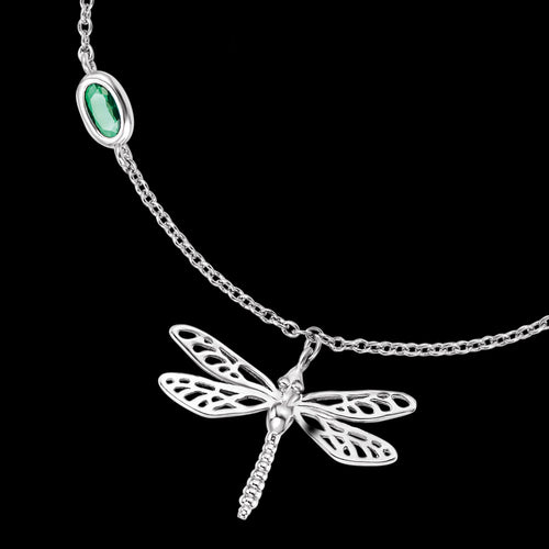 ENGELSRUFER SILVER JOYNATURE GINKGO DRAGONFLY BRACELET - DRAGONFLY CLOSE-UP