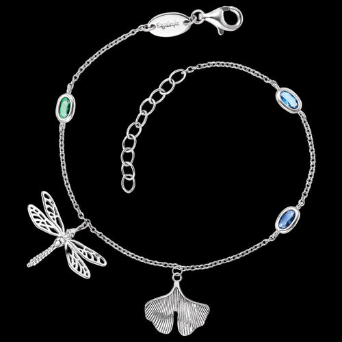 DRAGONFLY GINKGO CZ SILVER CHARM BRACELET | ENGELSRUFER AUSTRALIA