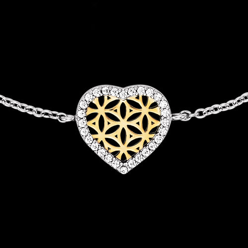 ENGELSRUFER GOLD FLOWER OF LIFE HEART CZ BRACELET - CLOSE-UP