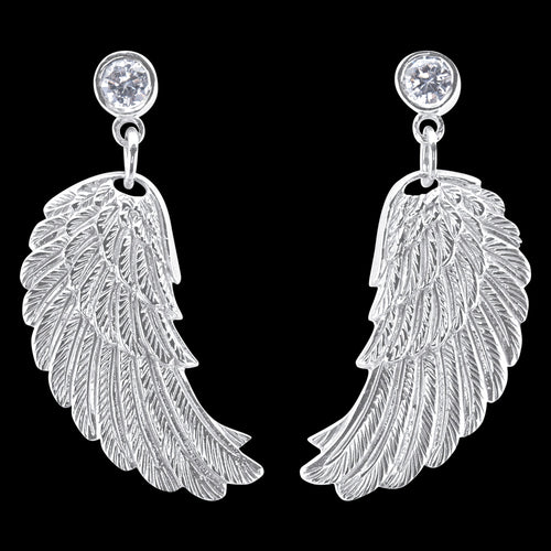 SILVER ANGEL WING CZ DROP EARRINGS | ENGELSRUFER AUSTRALIA