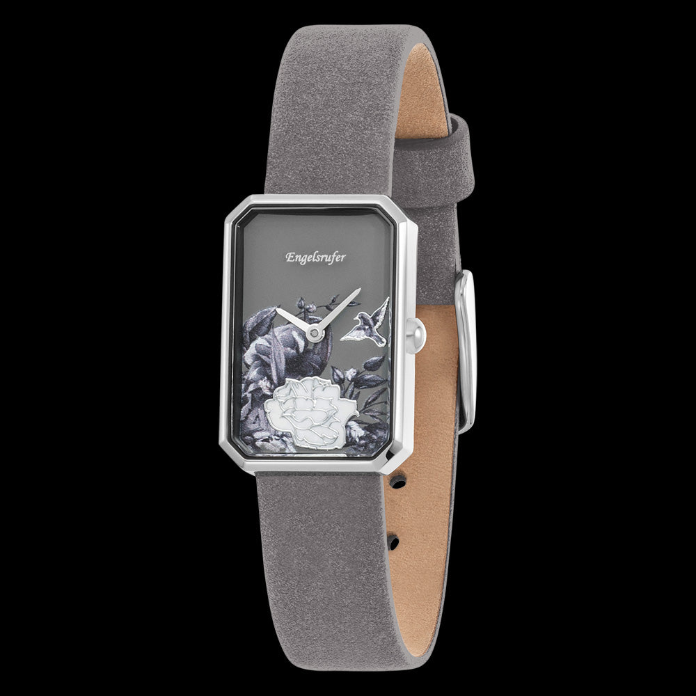 ENGELSRUFER ROMANTIC GARDEN SILVER OBLONG GREY WATCH - ANGLE VIEW