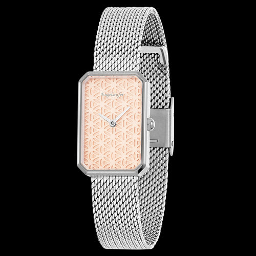 ENGELSRUFER SILVER FLOWER OF LIFE MESH WATCH - ANGLE VIEW