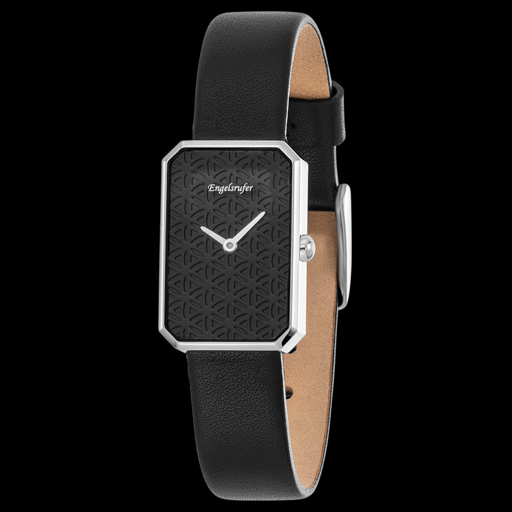 ENGELSRUFER BLACK FLOWER OF LIFE WATCH - ANGLE VIEW