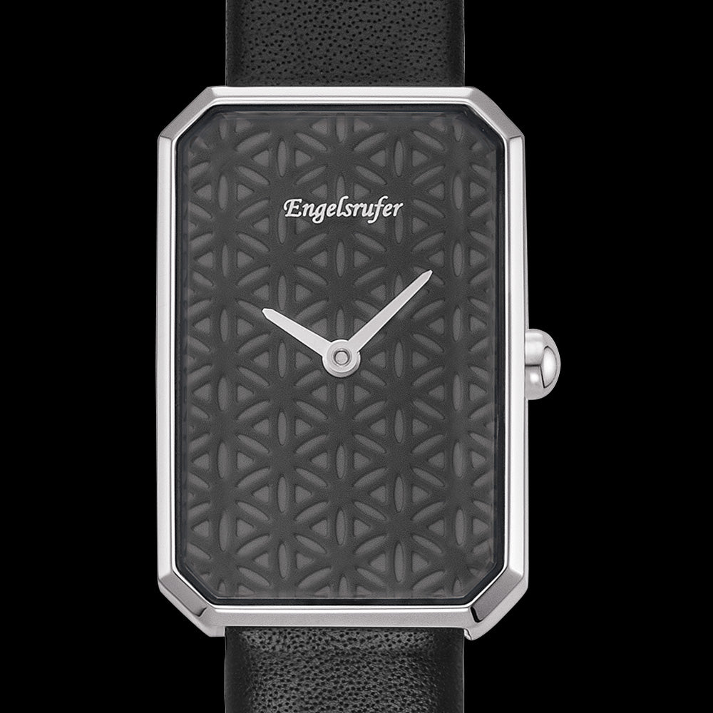 ENGELSRUFER BLACK FLOWER OF LIFE WATCH - DIAL CLOSE-UP