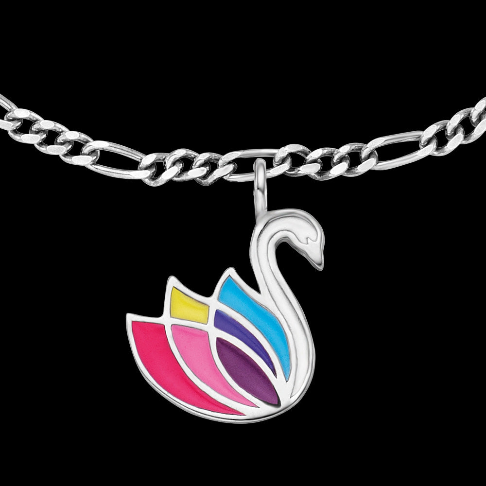 HERZENGEL SWAN ENAMEL CHILDREN'S BRACELET - CHARM CLOSE-UP