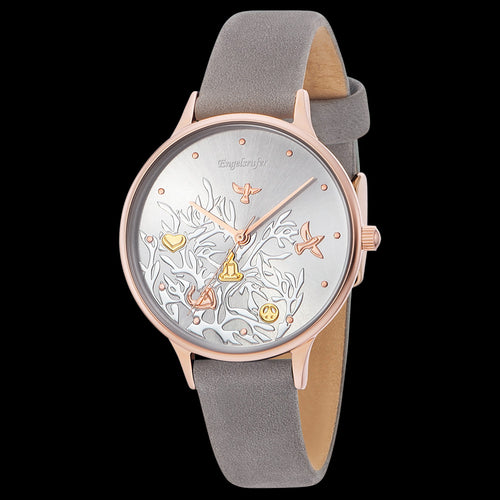 ENGELSRUFER TREE OF LIFE ROSE GOLD LEATHER WATCH - ANGLE VIEW
