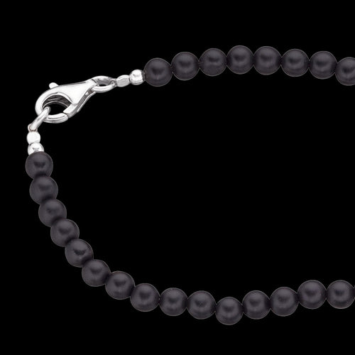 SAVE BRAVE MEN'S 4.5MM ONYX BEAD NECKLACE - CLOSE-UP