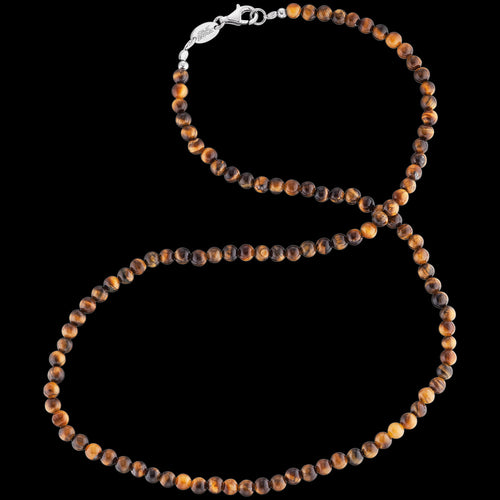 SAVE BRAVE MEN'S 4.5MM TIGER EYE BEAD NECKLACE