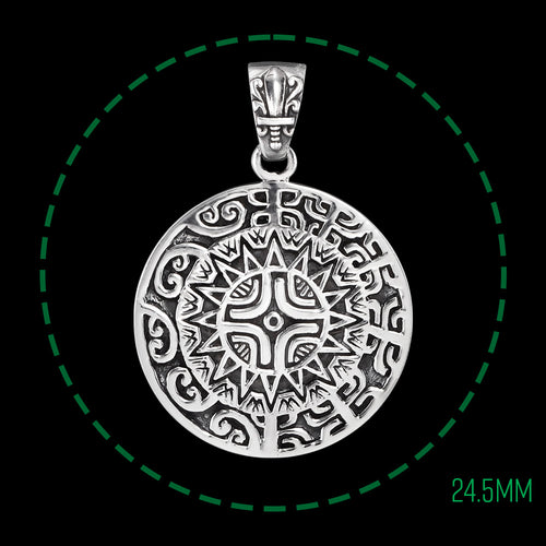 SAVE BRAVE MEN'S SILVER MAORI RANGI AMULET PENDANT - MEASUREMENT VIEW