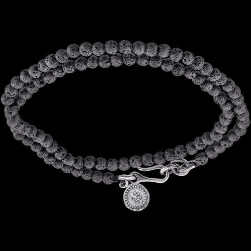 SAVE BRAVE MEN'S SILVER LAVA BEAD SWORD WRAPAROUND BRACELET