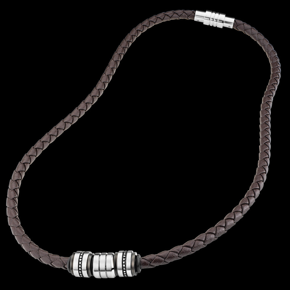 SAVE BRAVE MEN’S BRIAN BROWN LEATHER BEAD NECKLACE
