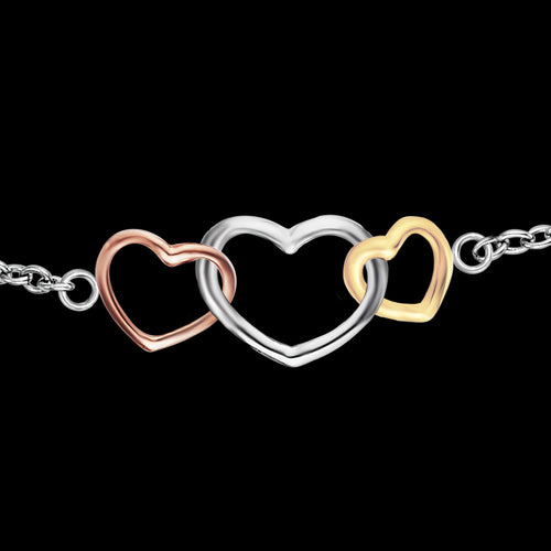 ENGELSRUFER SILVER THREE HEARTS INTERLOCKING BRACELET - CLOSE-UP