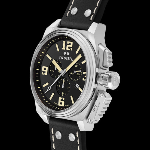 TW STEEL SWISS SAPPHIRE CANTEEN BLACK CHRONO WATCH TW1011 - SIDE VIEW