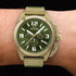 TW STEEL SWISS SAPPHIRE CANTEEN OLIVE GREEN & GOLD CHRONO WATCH TW1015 - WRIST VIEW
