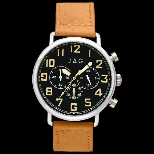 JAG MEN'S HOMER BLACK DIAL TAN LEATHER WATCH